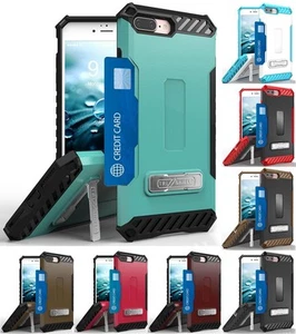 TRI-SHIELD RUGGED CASE CREDIT CARD SLOT COVER + STRAP FOR iPHONE 8 PLUS, 7PLUS - Picture 1 of 27