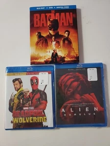 3 BLU-RAY MOVIE LOT, THE BATMAN + DEADPOOL & WOLVERINE +ALIEN ROMULUS, - Foto 1 di 2