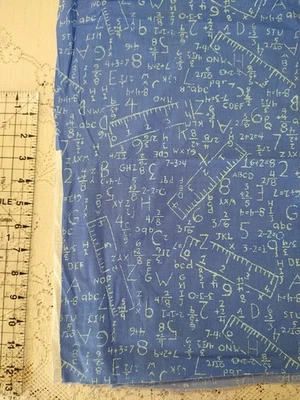 Math Equations Algebra Back To School Fabric Springs Ind 15"x45" Lt Blue - Image 1 of 4