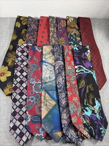 13 Lot Of 100% Silk Ties Assorted Italy USA & China/Oleg Cassini, Izod & More - Picture 1 of 12