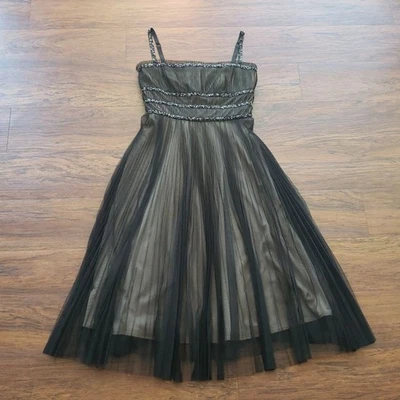 BCBGMaxAzria Black Romantic Fairy Y2K Retro Whimsigoth Pleated Chiffon Size XS - Image 1 of 4