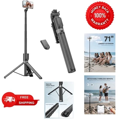 Compact 71” Tripod & Selfie Stick with 360° Rotation for Ultimate Flexibility - Image 1 of 4
