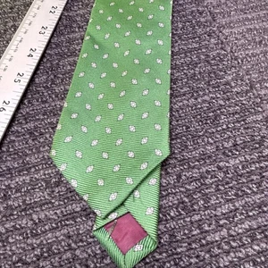 Vintage Polo Ralph Lauren Silk Tie Green Diamond Dots Hand Made In Italy! - Picture 1 of 3