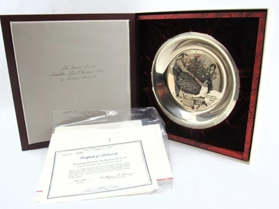 Franklin Mint Rockwell 1973 recortando el árbol placa de plata esterlina 182 gramos Foto 1 de 4
