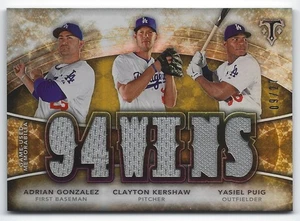 2015 Topps Triple Threads Relic Combos Yasiel Puig/Clayton Kershaw/Adrian - Bild 1 von 2