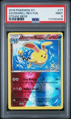 PSA 9 MINT Azumarill 77/114 Reverse Holo *SHINY* Pokemon XY Steam Siege - Image 1 of 2