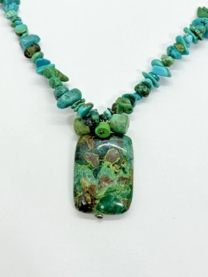 Collar de plata de ley turquesa 16-18" Foto 1 de 4