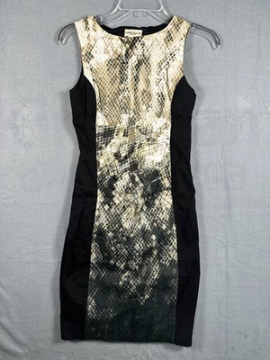 Vestido Karen Millen Mujer US 4 Negro Beige Estampado Serpiente Sin Mangas Funda Ajustada Foto 1 de 4