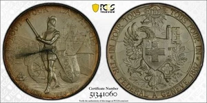 1887 Switzerland Geneva Shooting Festival Silver Medal, PCGS SP-63 - Picture 1 of 10