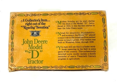 ERTL John Deere 1923 Modelo "D" Tractor #500 Juguete 1/16 Die Cast Metal Granja EE. UU. Foto 1 de 4