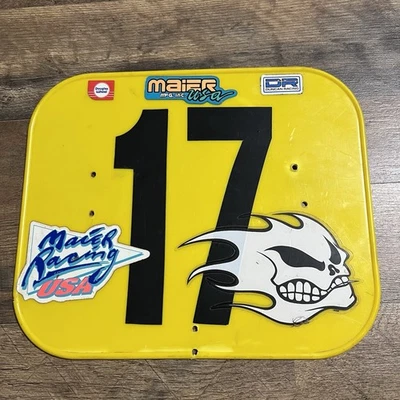 Placa de numeración amarilla vintage MX Road Race AMA AHRMA Racing #17 con pegatinas Foto 1 de 4