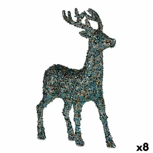 Weihnachts-Rentier Krist+ Blau Gold Weihnachts-Rentier 15 x 45 x 30 cm Glitze - Bild 1 von 2