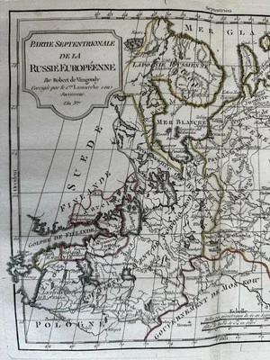 Russia in Europe Russie c.1790’s Vaugondy Delamarche engraved hand color map - Image 1 of 3