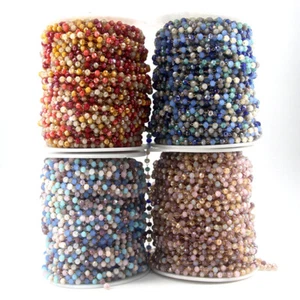 2meters Stainless Steel Gold Chain 3.5mm Round Glass Beads Chain Handmade Chains - Picture 1 of 15