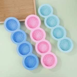 4 Types Flower Soap Making Mould 3D Handmade Silicone Round Soap Making Mould - Picture 1 of 14