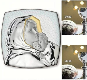 QUADRO SACRO MADONNA del FERRUZZI Cm.36x36 Lastra ARGENTO 925 % e ORO 4709/36D - Foto 1 di 4