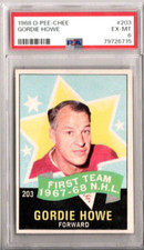 1968 OPC O-PEE-CHEE #203 GORDIE HOWE "MR. HOCKEY" RED WINGS ALL STAR PSA EX-MT 6