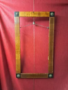 Antique Biedermeier wood frame with foliate gilt metal corner mounts mirror art - Picture 1 of 6
