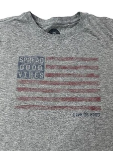 Life is Good Men's XL Classic Fit Flag "Spread Good Vibes" Logo Stretch T-Shirt - Picture 1 of 24