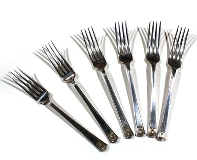 HOLMES EDWARDS CENTURY SILVERPLATE FLATWARE 6 PLACE FORKS ART DECO 1923 ANTIQUE - Image 1 of 4