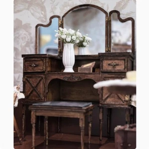 1/12 1/6 1/4 Scale Doll House Miniatures Furniture Dressing Table Stool Unfinish - Picture 1 of 4