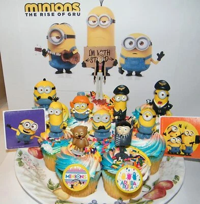ILLUMINATION Minions the Rise of Gru Movie Deluxe Cake Toppers Cupcake Decorations Set of 14