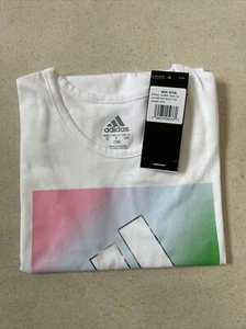 Adidas Girl's White T-shirt Style AA4846 Size 7/8 - Picture 1 of 5