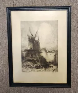 Antique Hedley Fitton "Ancient Landmarks" Original Etching Signed 2 Windmills - Picture 1 of 5