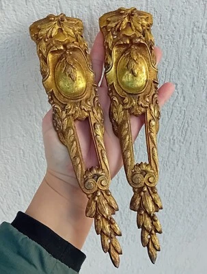2 Anciennes décorations / ornements branche de laurier, en bronze pour meubles - Photo 1/4
