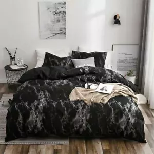 Single/KS/Double/Queen/King/SK Soft Quilt/Duvet Cover Pillowcase Set-Dark Marble - Picture 1 of 7