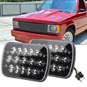 Pair For Chevy S10 Black LED Headlights 7x6'' 5x7'' Light Bulb Sealed Hi/Lo Beam - Picture 1 of 10