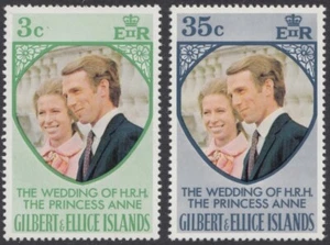 Gilbert & Ellice 1973 Princess Anne Wedding set SG 221 - 222 unmounted mint - Picture 1 of 1