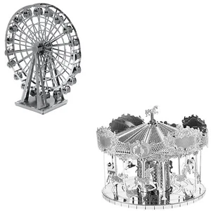 SET of 2 Fascinations Metal Earth Merry Go Round AND Ferris Wheel 3D Model Kits - Picture 1 of 3