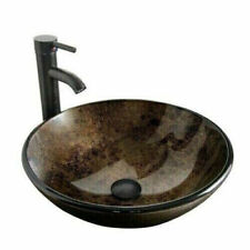 ELECWISH PULUOMIS Bathroom Artistic Vessel Sink Set with Faucet and Drain - Brown (USBA2006)