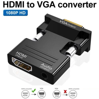 HDMI zu VGA Adapter HDTV 1080p Konverter Audio & Videokabel für PC, Laptop - Bild 1 von 4