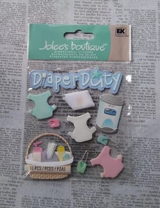 RARE Jolee' Boutiue Sticker Diaper Duty Boy or Girl Diaper pins wipes pale 10PCS - Picture 1 of 2