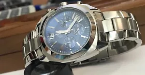 Men's Watch Chronograph with Date Stainless Steel Dial Steel Blue Q&Q U072J002 - Picture 1 of 3