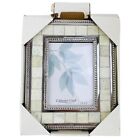 Inlaid Marble Stone Mosaic Photo Picture Frame Coldwater Creek Silver 3.5" x 5"