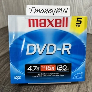 Maxell - DVD-R - 4,7 GB - Discos en estuches delgados Jewel - Paquete de 5 - ¡Sellados! - Imagen 1 de 4