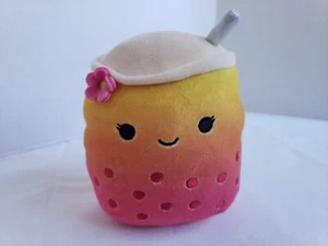 Squishmallows Bergit the Pink BOBA TEA Bubble Tea Drink 5" Plush Toy #SH 1 - Picture 1 of 8