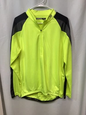 Nishiki Neon Yellow Large Long Sleeve Polyester 1/4 Zip Cycling Shirt T12 - Image 1 of 4