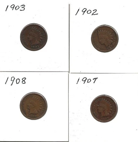 1902-03-07-08 Indian Head Cents Nice Circulated Lot Cover