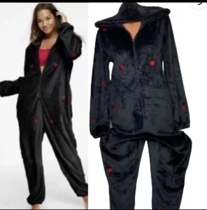 Victoria's Secret Pink One Piece Pajamas Sleep Fuzzy Plush Sleepwear Vs Nwt New - Picture 1 of 7