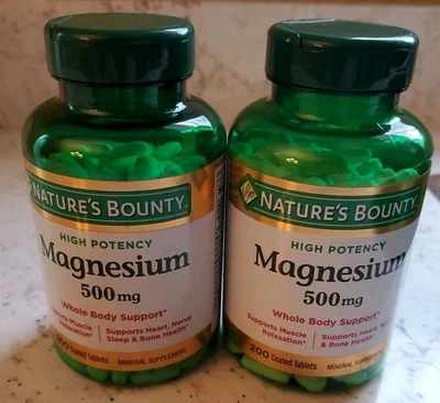 Nature's Bounty магний 500 мг минеральная добавка 200 таблеток лот из 2 срок годности 2028 - Изображение 1 из 2