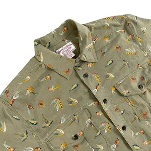 CC Filson Alaskan Guide Shirt Medium Lures Olive All Over Fishing Graphic Print - Picture 1 of 11