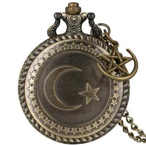 Bronze Turkey Men Women Quartz Analog Pocket Watch Necklace Chain Alloy Case - Bild 1 von 8