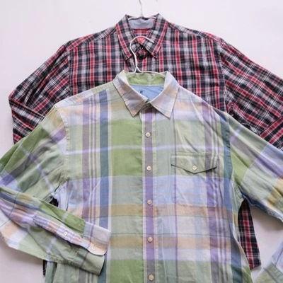 Izod Lote de 2 Camisas Medianas Para Hombre Con Botones A Cuadros Foto 1 de 4