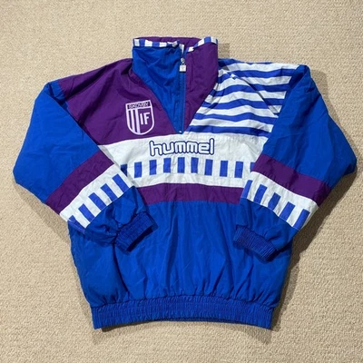 Chaqueta de Pista Hummel De Colección Para Hombre Grande 1/4 Cremallera Años 90 Shell Chándal Top Retro Foto 1 de 4