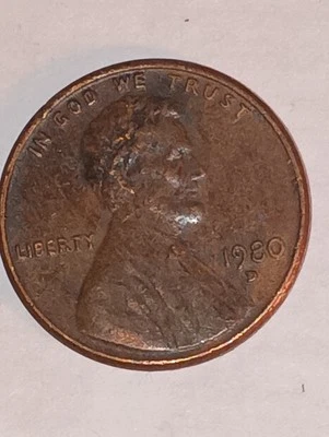 1980 D Mint Mark penny  - Image 1 of 3