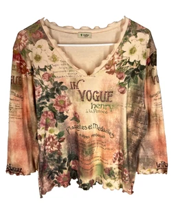 Vintage Kaktus rosa Strass Garten Grafik 3/4 Arm Shirt Gr. XL Y2K 90er - Bild 1 von 4